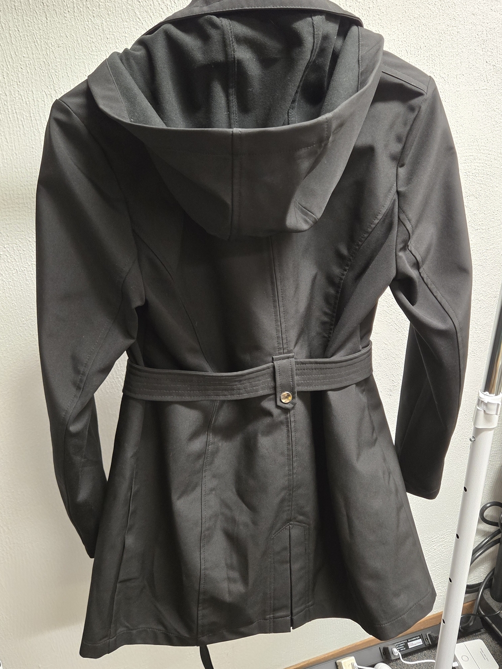 Sebby Collectuon Black Double-Breasted Trench Coat with Gunmetal Buttons - Picture 2 of 6